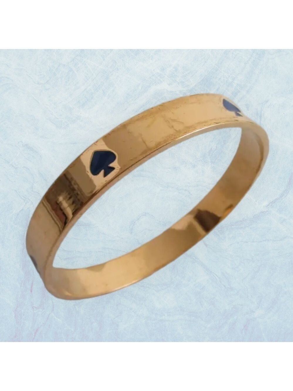Kate Spade Gold Tone Royal Blue Enamel Spade Logo Bangle Vintage 0037